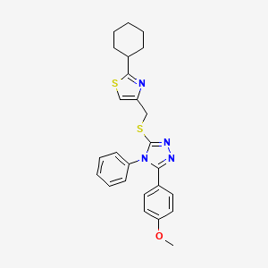molecular formula C25H26N4OS2 B15003137 3-{[(2-cyclohexyl-1,3-thiazol-4-yl)methyl]sulfanyl}-5-(4-methoxyphenyl)-4-phenyl-4H-1,2,4-triazole 