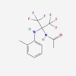 molecular formula C12H12F6N2O B15003223 N-{1,1,1,3,3,3-hexafluoro-2-[(2-methylphenyl)amino]propan-2-yl}acetamide 