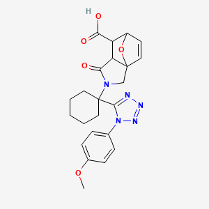 molecular formula C23H25N5O5 B15003280 2-{1-[1-(4-methoxyphenyl)-1H-tetrazol-5-yl]cyclohexyl}-1-oxo-1,2,3,6,7,7a-hexahydro-3a,6-epoxyisoindole-7-carboxylic acid 