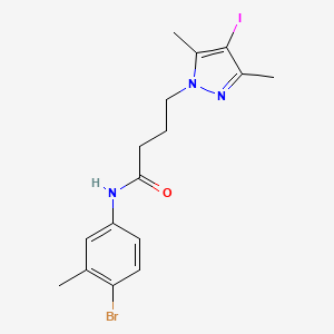 molecular formula C16H19BrIN3O B15003353 N-(4-bromo-3-methylphenyl)-4-(4-iodo-3,5-dimethyl-1H-pyrazol-1-yl)butanamide 