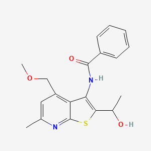 molecular formula C19H20N2O3S B15003436 N-[2-(1-hydroxyethyl)-4-(methoxymethyl)-6-methylthieno[2,3-b]pyridin-3-yl]benzamide 
