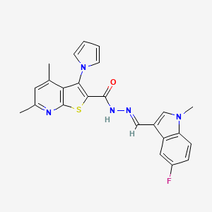 molecular formula C24H20FN5OS B15003482 N'-[(E)-(5-fluoro-1-methyl-1H-indol-3-yl)methylidene]-4,6-dimethyl-3-(1H-pyrrol-1-yl)thieno[2,3-b]pyridine-2-carbohydrazide 