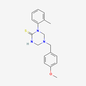 molecular formula C18H21N3OS B15003511 1,3,5-Triazine-2(1H)-thione, tetrahydro-5-[(4-methoxyphenyl)methyl]-1-(2-methylphenyl)- 