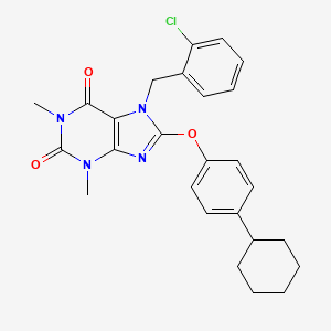 molecular formula C26H27ClN4O3 B15003515 7-(2-chlorobenzyl)-8-(4-cyclohexylphenoxy)-1,3-dimethyl-3,7-dihydro-1H-purine-2,6-dione 