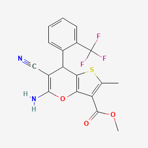 molecular formula C18H13F3N2O3S B15003726 methyl 5-amino-6-cyano-2-methyl-7-[2-(trifluoromethyl)phenyl]-7H-thieno[3,2-b]pyran-3-carboxylate 