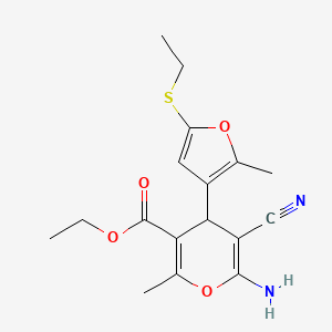 molecular formula C17H20N2O4S B15003803 ethyl 6-amino-5-cyano-4-[5-(ethylsulfanyl)-2-methylfuran-3-yl]-2-methyl-4H-pyran-3-carboxylate 
