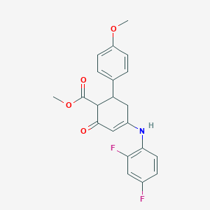 molecular formula C21H19F2NO4 B15003818 Methyl 4-[(2,4-difluorophenyl)amino]-6-(4-methoxyphenyl)-2-oxocyclohex-3-ene-1-carboxylate 
