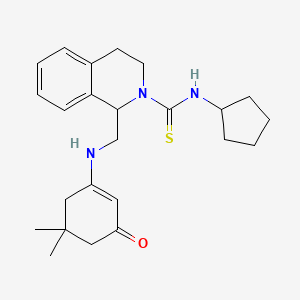 molecular formula C24H33N3OS B15003919 N-cyclopentyl-1-{[(5,5-dimethyl-3-oxocyclohex-1-en-1-yl)amino]methyl}-3,4-dihydroisoquinoline-2(1H)-carbothioamide 