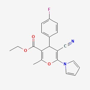 molecular formula C20H17FN2O3 B15004019 ethyl 5-cyano-4-(4-fluorophenyl)-2-methyl-6-(1H-pyrrol-1-yl)-4H-pyran-3-carboxylate 
