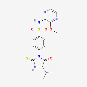 molecular formula C17H19N5O4S2 B15004050 N-(3-methoxypyrazin-2-yl)-4-[5-oxo-4-(propan-2-yl)-2-thioxoimidazolidin-1-yl]benzenesulfonamide 