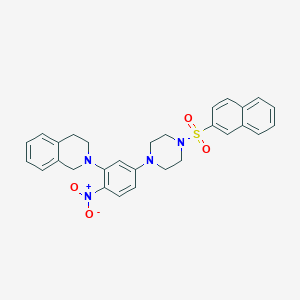 molecular formula C29H28N4O4S B15004275 2-{5-[4-(Naphthalen-2-ylsulfonyl)piperazin-1-yl]-2-nitrophenyl}-1,2,3,4-tetrahydroisoquinoline 