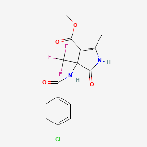 molecular formula C15H12ClF3N2O4 B15004292 methyl 4-{[(4-chlorophenyl)carbonyl]amino}-2-methyl-5-oxo-4-(trifluoromethyl)-4,5-dihydro-1H-pyrrole-3-carboxylate 