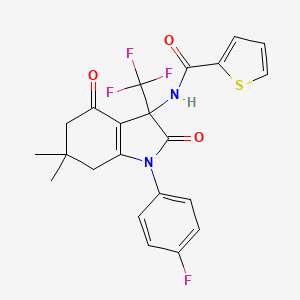 molecular formula C22H18F4N2O3S B15004354 N-[1-(4-fluorophenyl)-6,6-dimethyl-2,4-dioxo-3-(trifluoromethyl)-2,3,4,5,6,7-hexahydro-1H-indol-3-yl]thiophene-2-carboxamide 