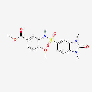 molecular formula C18H19N3O6S B15004364 methyl 3-{[(1,3-dimethyl-2-oxo-2,3-dihydro-1H-benzimidazol-5-yl)sulfonyl]amino}-4-methoxybenzoate 