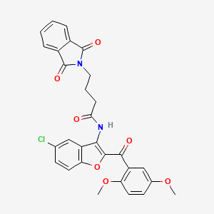 molecular formula C29H23ClN2O7 B15004539 N-{5-chloro-2-[(2,5-dimethoxyphenyl)carbonyl]-1-benzofuran-3-yl}-4-(1,3-dioxo-1,3-dihydro-2H-isoindol-2-yl)butanamide 