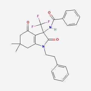 molecular formula C26H25F3N2O3 B15004572 N-[6,6-dimethyl-2,4-dioxo-1-(2-phenylethyl)-3-(trifluoromethyl)-2,3,4,5,6,7-hexahydro-1H-indol-3-yl]benzamide 