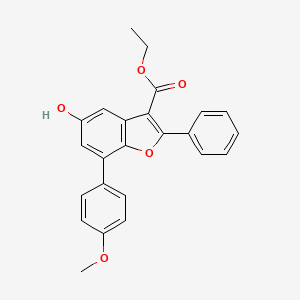 molecular formula C24H20O5 B15006376 Ethyl 5-hydroxy-7-(4-methoxyphenyl)-2-phenyl-1-benzofuran-3-carboxylate 