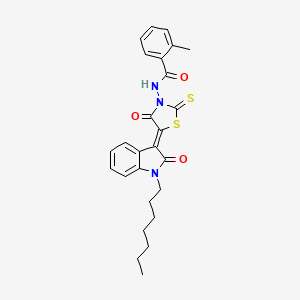 molecular formula C26H27N3O3S2 B15008659 N-[(5Z)-5-(1-heptyl-2-oxo-1,2-dihydro-3H-indol-3-ylidene)-4-oxo-2-thioxo-1,3-thiazolidin-3-yl]-2-methylbenzamide 