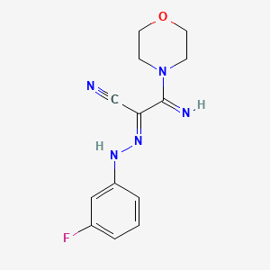 molecular formula C13H14FN5O B15008680 Propionitrile, 2-(3-fluorophenylhydrazono)-3-imino-3-(4-morpholyl)- 