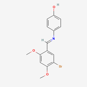 molecular formula C15H14BrNO3 B15009435 Phenol, 4-(5-bromo-2,4-dimethoxybenzylidenamino)- 
