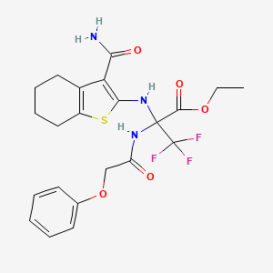 molecular formula C22H24F3N3O5S B15009492 ethyl N-(3-carbamoyl-4,5,6,7-tetrahydro-1-benzothiophen-2-yl)-3,3,3-trifluoro-2-[(phenoxyacetyl)amino]alaninate 