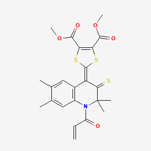 molecular formula C23H23NO5S3 B15009566 dimethyl 2-(1-acryloyl-2,2,6,7-tetramethyl-3-thioxo-2,3-dihydroquinolin-4(1H)-ylidene)-1,3-dithiole-4,5-dicarboxylate 