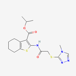 molecular formula C17H22N4O3S2 B15009569 propan-2-yl 2-({[(4-methyl-4H-1,2,4-triazol-3-yl)sulfanyl]acetyl}amino)-4,5,6,7-tetrahydro-1-benzothiophene-3-carboxylate 