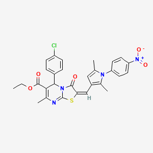 molecular formula C29H25ClN4O5S B15009671 ethyl (2E)-5-(4-chlorophenyl)-2-{[2,5-dimethyl-1-(4-nitrophenyl)-1H-pyrrol-3-yl]methylidene}-7-methyl-3-oxo-2,3-dihydro-5H-[1,3]thiazolo[3,2-a]pyrimidine-6-carboxylate 