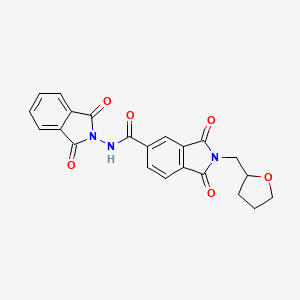 molecular formula C22H17N3O6 B15009730 N-(1,3-dioxo-1,3-dihydro-2H-isoindol-2-yl)-1,3-dioxo-2-(tetrahydrofuran-2-ylmethyl)-2,3-dihydro-1H-isoindole-5-carboxamide 