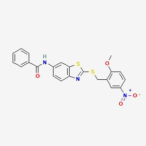 molecular formula C22H17N3O4S2 B15009872 N-{2-[(2-methoxy-5-nitrobenzyl)sulfanyl]-1,3-benzothiazol-6-yl}benzamide 