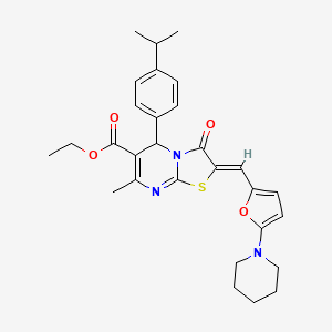molecular formula C29H33N3O4S B15009895 ethyl (2Z)-7-methyl-3-oxo-2-{[5-(piperidin-1-yl)furan-2-yl]methylidene}-5-[4-(propan-2-yl)phenyl]-2,3-dihydro-5H-[1,3]thiazolo[3,2-a]pyrimidine-6-carboxylate 