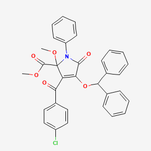 molecular formula C33H26ClNO6 B15009938 methyl 3-[(4-chlorophenyl)carbonyl]-4-(diphenylmethoxy)-2-methoxy-5-oxo-1-phenyl-2,5-dihydro-1H-pyrrole-2-carboxylate 