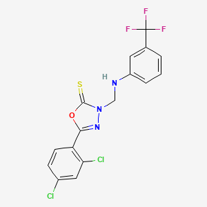molecular formula C16H10Cl2F3N3OS B15009950 5-(2,4-dichlorophenyl)-3-({[3-(trifluoromethyl)phenyl]amino}methyl)-1,3,4-oxadiazole-2(3H)-thione 