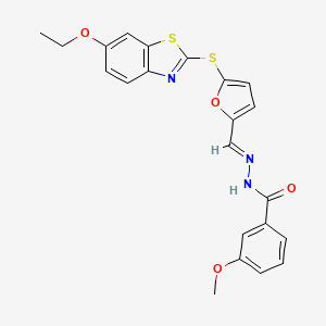 molecular formula C22H19N3O4S2 B15010081 N'-[(E)-{5-[(6-ethoxy-1,3-benzothiazol-2-yl)sulfanyl]furan-2-yl}methylidene]-3-methoxybenzohydrazide 