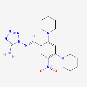 molecular formula C18H25N9O2 B15010212 N~1~-{(E)-[5-nitro-2,4-di(piperidin-1-yl)phenyl]methylidene}-1H-tetrazole-1,5-diamine 