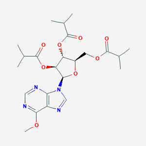 molecular formula C23H32N4O8 B150104 [(2R,3R,4S,5R)-5-(6-methoxypurin-9-yl)-3,4-bis(2-methylpropanoyloxy)oxolan-2-yl]methyl 2-methylpropanoate CAS No. 137057-45-5