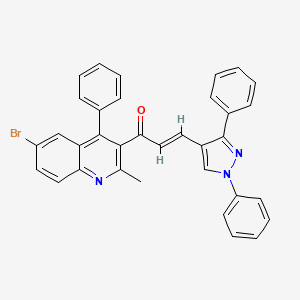 molecular formula C34H24BrN3O B15010429 (2E)-1-(6-bromo-2-methyl-4-phenylquinolin-3-yl)-3-(1,3-diphenyl-1H-pyrazol-4-yl)prop-2-en-1-one 