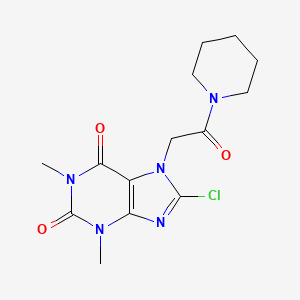 molecular formula C14H18ClN5O3 B15010815 8-chloro-1,3-dimethyl-7-[2-oxo-2-(piperidin-1-yl)ethyl]-3,7-dihydro-1H-purine-2,6-dione 