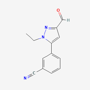 molecular formula C13H11N3O B1501095 3-(1-Ethyl-3-formyl-1H-pyrazol-5-yl)benzonitrile 