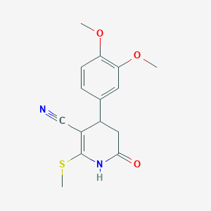 molecular formula C15H16N2O3S B15010960 4-(3,4-Dimethoxyphenyl)-2-(methylsulfanyl)-6-oxo-1,4,5,6-tetrahydropyridine-3-carbonitrile 