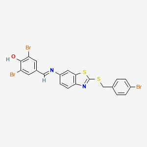 molecular formula C21H13Br3N2OS2 B15011365 2,6-dibromo-4-[(E)-({2-[(4-bromobenzyl)sulfanyl]-1,3-benzothiazol-6-yl}imino)methyl]phenol 