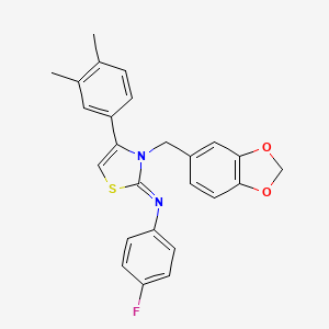 molecular formula C25H21FN2O2S B15011431 N-[(2Z)-3-(1,3-benzodioxol-5-ylmethyl)-4-(3,4-dimethylphenyl)-1,3-thiazol-2(3H)-ylidene]-4-fluoroaniline 