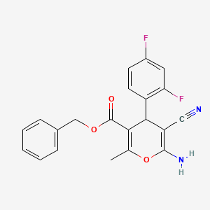 molecular formula C21H16F2N2O3 B15011517 benzyl 6-amino-5-cyano-4-(2,4-difluorophenyl)-2-methyl-4H-pyran-3-carboxylate 