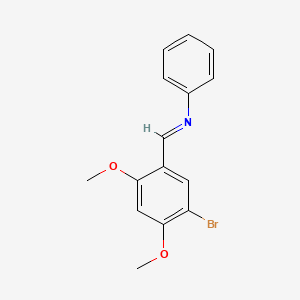 molecular formula C15H14BrNO2 B15011587 Benzene, 1-bromo-2,4-dimethoxy-5-phenyliminomethyl- 