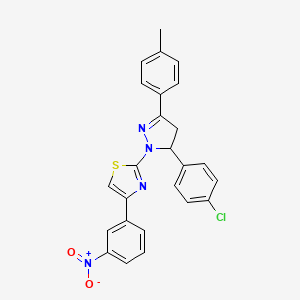 molecular formula C25H19ClN4O2S B15011730 2-[5-(4-chlorophenyl)-3-(4-methylphenyl)-4,5-dihydro-1H-pyrazol-1-yl]-4-(3-nitrophenyl)-1,3-thiazole 