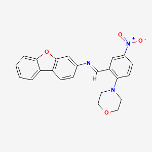 molecular formula C23H19N3O4 B15011802 N-dibenzo[b,d]furan-3-yl-N-[(E)-1-(2-morpholino-5-nitrophenyl)methylidene]amine 