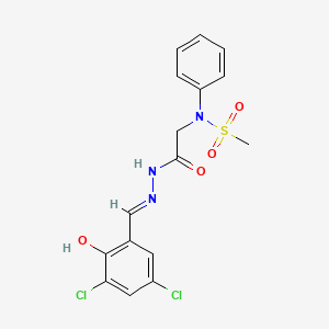 molecular formula C16H15Cl2N3O4S B15011873 N-({N'-[(E)-(3,5-Dichloro-2-hydroxyphenyl)methylidene]hydrazinecarbonyl}methyl)-N-phenylmethanesulfonamide 