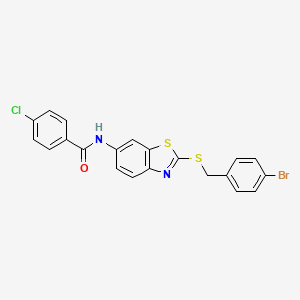 molecular formula C21H14BrClN2OS2 B15011996 N-{2-[(4-bromobenzyl)sulfanyl]-1,3-benzothiazol-6-yl}-4-chlorobenzamide 