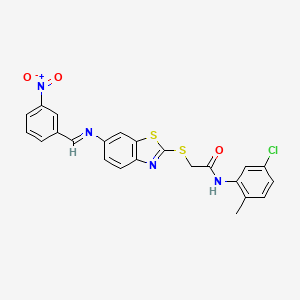 molecular formula C23H17ClN4O3S2 B15012170 N-(5-chloro-2-methylphenyl)-2-[(6-{[(E)-(3-nitrophenyl)methylidene]amino}-1,3-benzothiazol-2-yl)sulfanyl]acetamide 