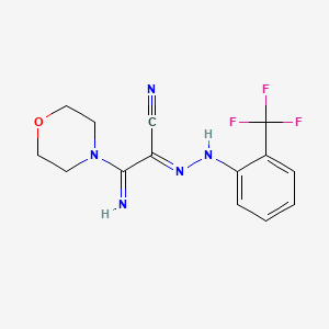 molecular formula C14H14F3N5O B15012459 (2E)-3-imino-3-(morpholin-4-yl)-2-{2-[2-(trifluoromethyl)phenyl]hydrazinylidene}propanenitrile 